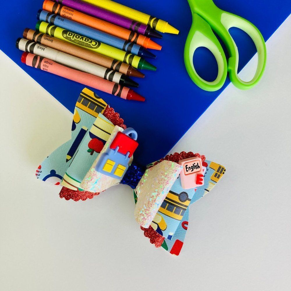 BACK to SCHOOL Hair Bow Clip for Girls Handmade NEW - Picture 5 of 5